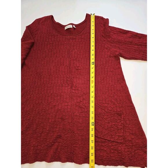 Habitat Red Cotton Linen Lagenlook Tunic Sweater size XL One Pocket - Picture 3 of 13